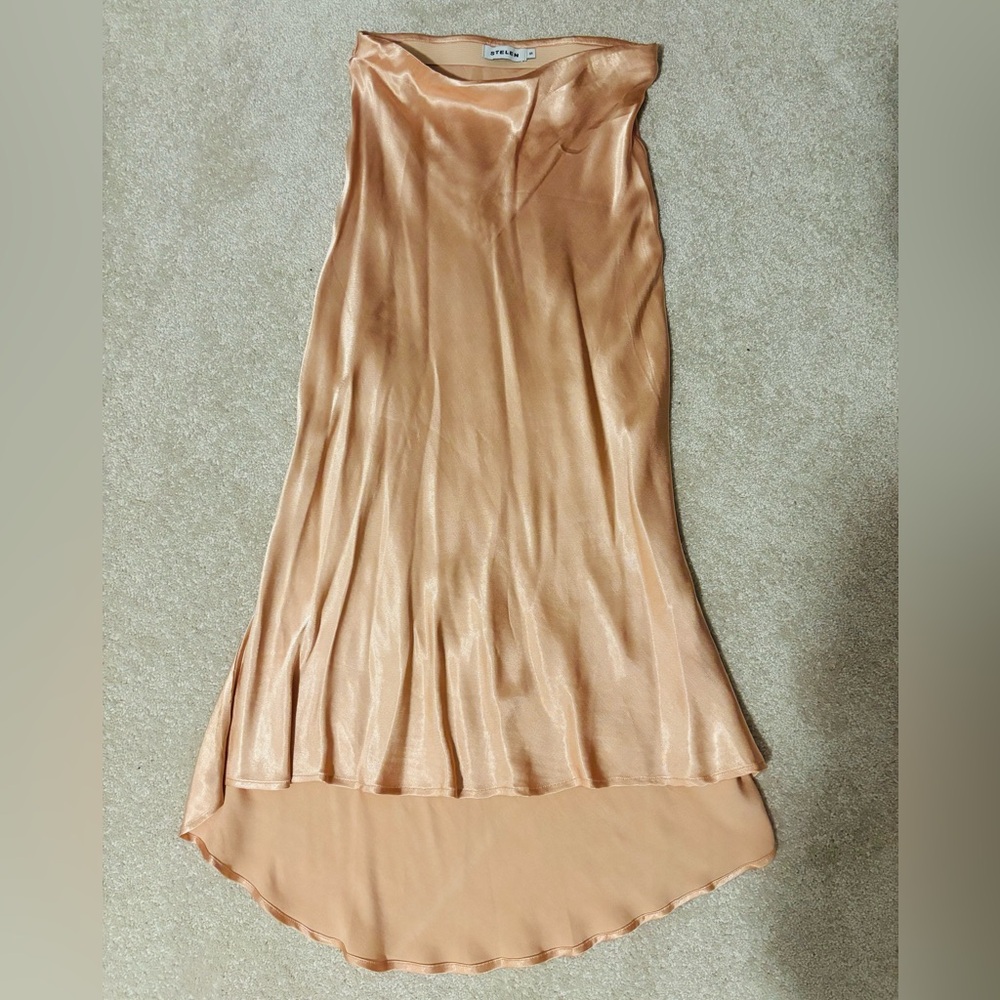 STELEN Kirsti Satin Midi Skirt - Almond/Blush - Size S